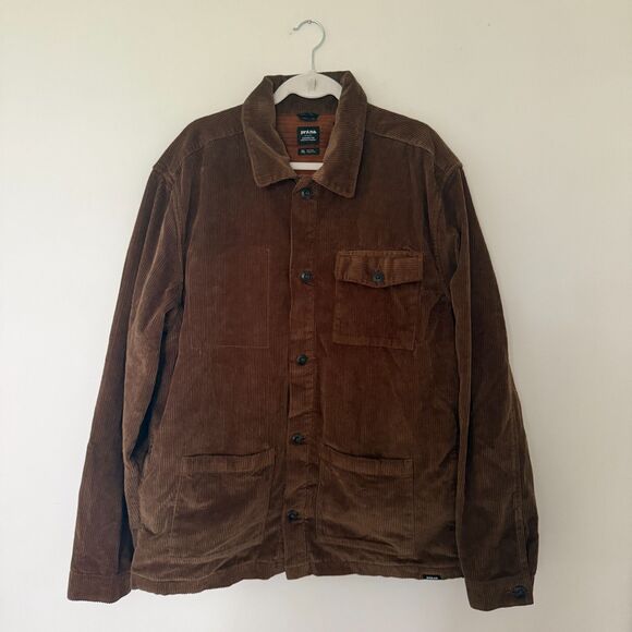 prAna Ridgecrest Chore Coat Rich Earth Organic Cotton Corduroy Flannel XL -Flaw - Picture 2 of 10